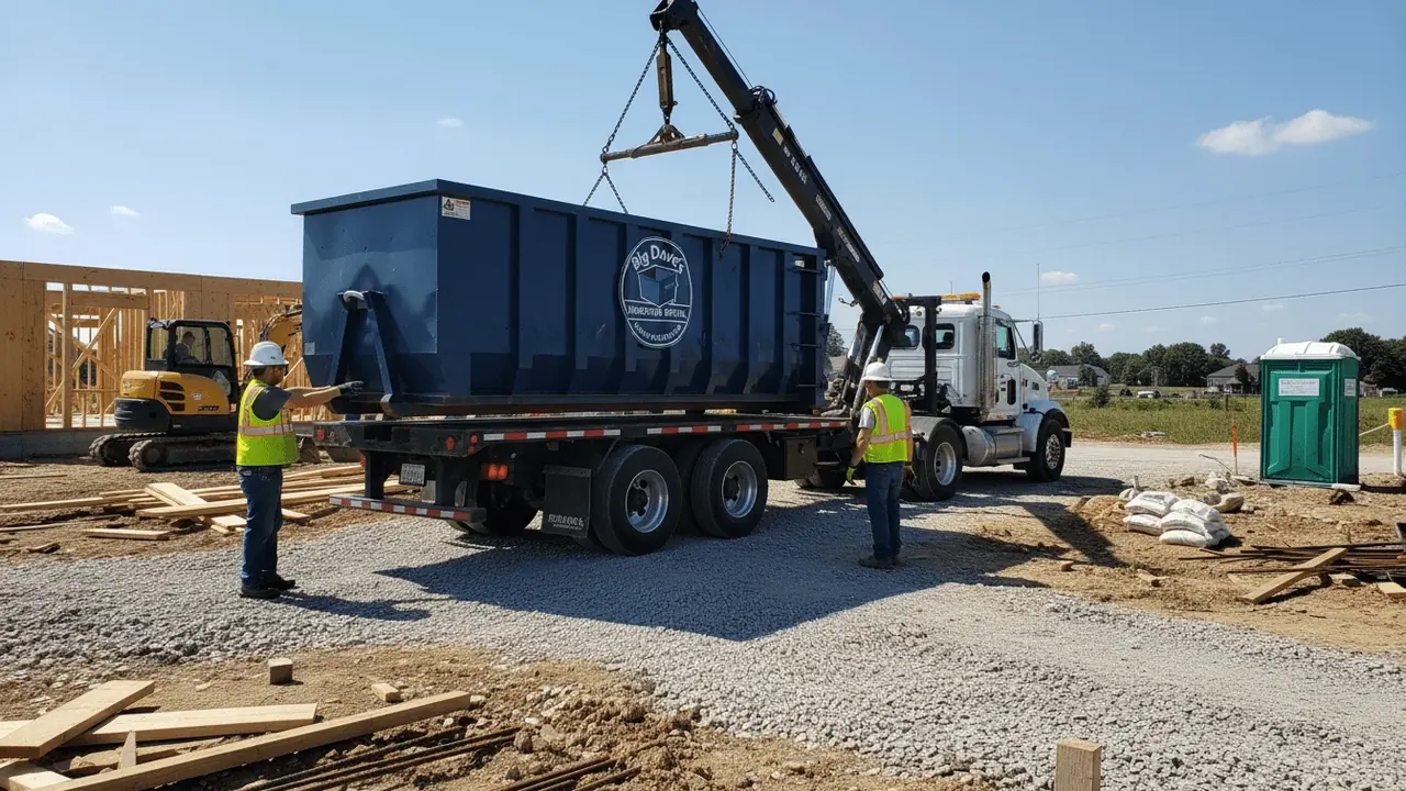 Construction debris dumpster rental Construction dumpster on a jobsite near Murfreesboro, TN