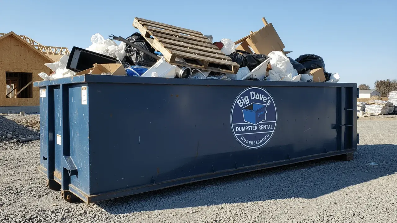 Tennessee disposal rules and dumpster loading Loaded roll-off container in Murfreesboro, TN